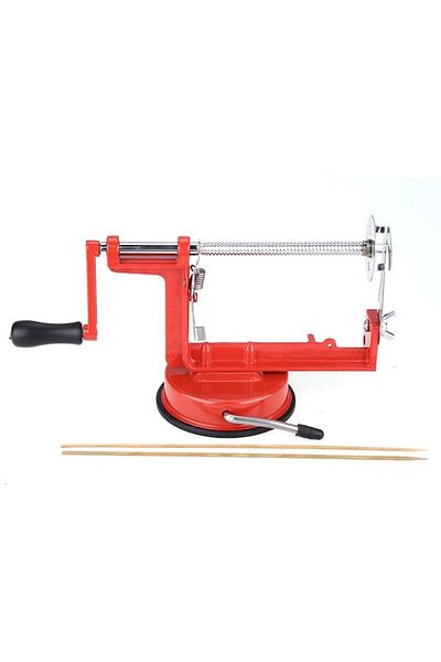 longziming Manual Spiral Cutter for Potatoes, Cucumbers, Vegetables, Fruits, Longziming, Red, 27.5x10x13.5cm