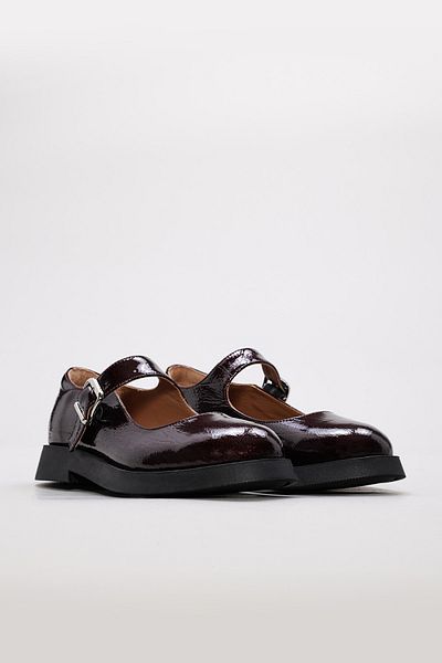 Ayakkabıhane Inside and Outside Genuine Patent Leather Burgundy Comfortable Women's Casual Shoes Ah08210261359