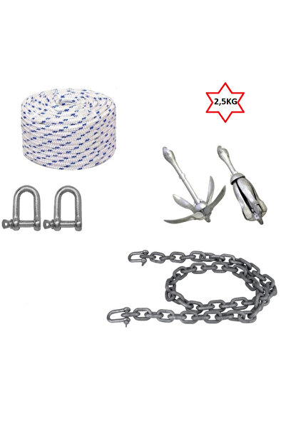 OCEANMARİNE Tekne Ve Şişme Bot Için Hazır Şemsiye Çapa ,çıpa Seti 2,5kg