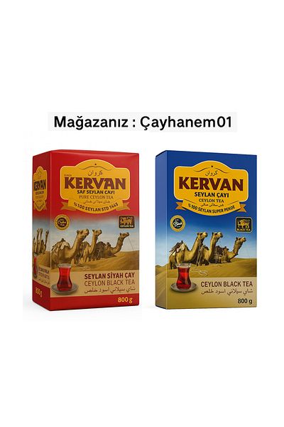 DÜNEN KERVAN Kervan Tea 2 Pack (Red + Blue) 2X800 Gr – Light and Medium Hardness Drink – Imported Ceylon Tea