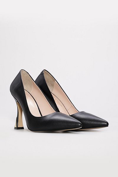 Ayakkabıhane Genuine Leather Inside and Outside Black Stylish Women's Thin Heeled Shoes Ah082152612523