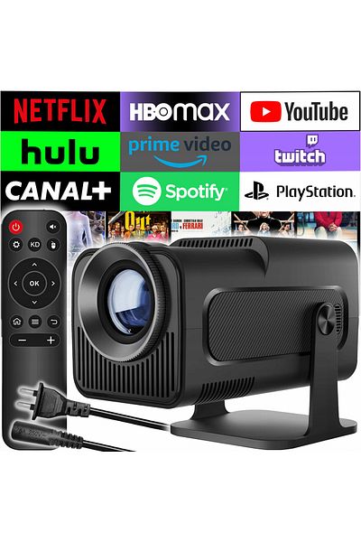 NewEvo Portable video projector, 250ANSI, Android 11, Wi-Fi 6, BT 5.0, 1280X720p HD resolution, 4K support