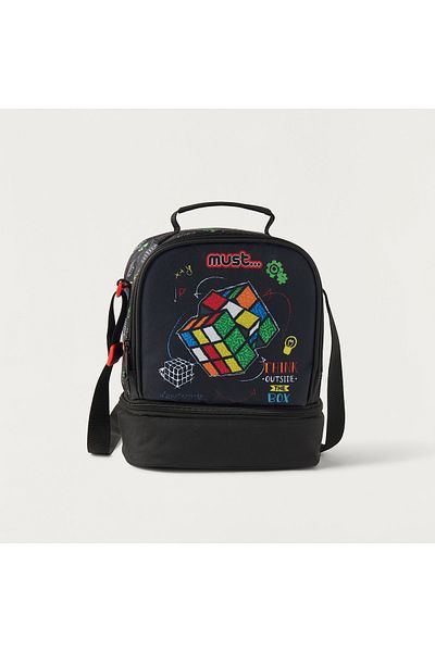MUST Graphic Print Lunch Bag with Adjustable Strap and Zip Closure