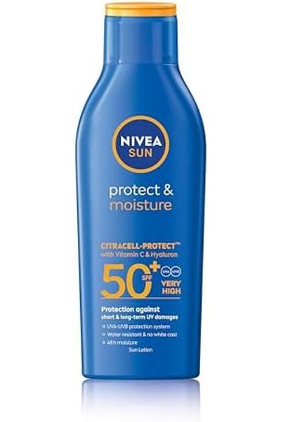 Nivea Sun Lotion, Protect & Moisture, SPF 50+, Very High and Immediate UVA & UVB Protection, 48 H Mo