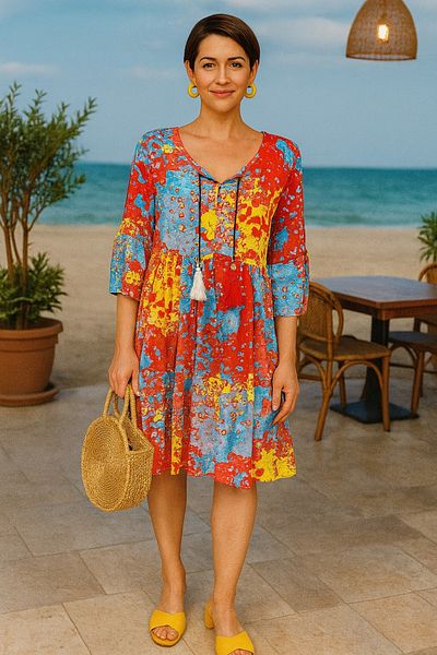 LaraLisa Collection Women's Summer Flounced Colorful Dress