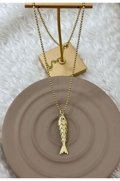 BY YASİN TOPÇU Bead Chain Fish Figured Necklace
