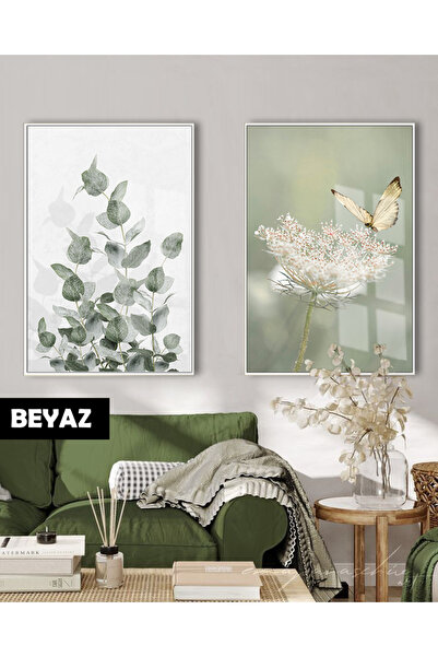 Harika bir ev HARİKABİREV|YEŞİL RENK BİTKİ KELEBEK MODERN KOMBİNİ |ÇERÇEVELİ ...