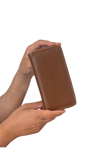 Tisaati Premium Series Luxury Leather Vertical Zipper Phone Compartment Wallet Belt Card Holder and Prayer Beads Men's Set