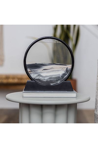Generic Sand Art Decor - Round Glass Frame 3D Hourglass Deep Sea Sandscape Quicksand Decor