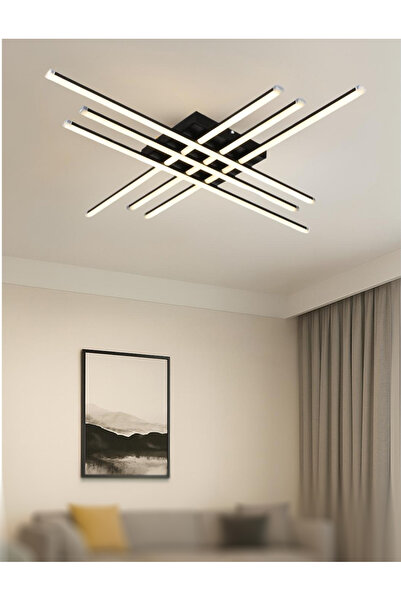 TT AYDINLATMA TT070-SY-3RENKIŞIK TT Aydınlatma 3 RENK IŞIK LEDLİ 6 lı Çubuk Model Mat Siyah Led Avize