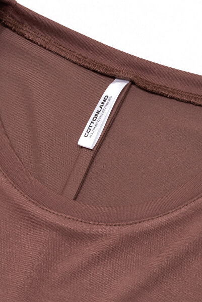 Cottonland Women's Meloni Loose Relaxed Cut Flowy Bat Sleeve Cupra T-Shirt Bronze