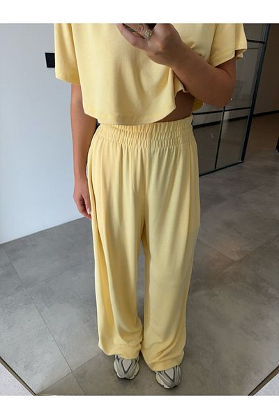 BB Bensu Buyruk Modal Fabric Butter Yellow Bolletted Tracksuit