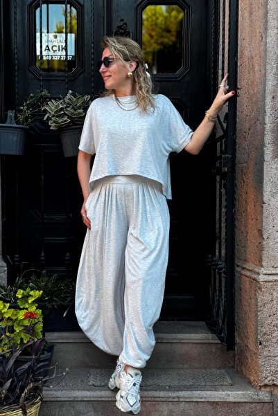 MİSLİNA BUTİK Şalvar Model Gri Renk Takım