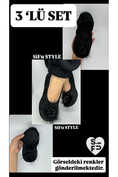 SiFu STYLE Eleganță și confort împreună: Set de trei papuci de casă cu pietre de struguri