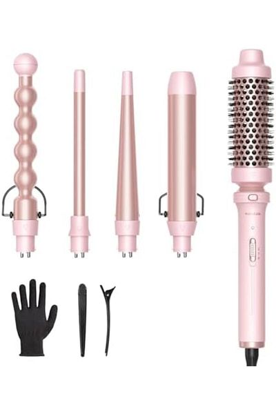 Generic Wavytalk 5 in 1 Curling Iron, Curling Wand Set with Curling Brush and 4 Interchangeable Ceramic Curl
