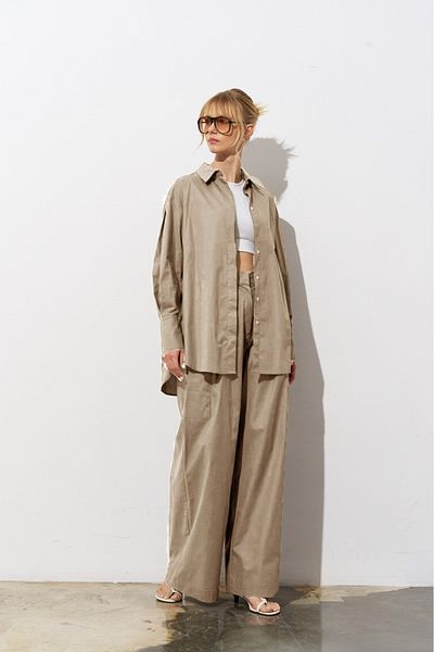 Merve DAĞLI Pulse Poplin Camel Trousers