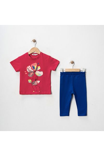 MK Mukko Kids Girls' Floral Fairy Printed Basic Seasonal/Summer Leggings T-Shirt Bottom Top Set