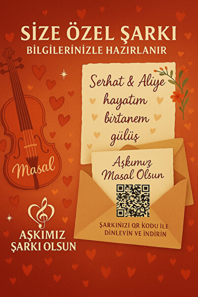 Kişiye Özel Şarkı - İsme Yazılmış, Hikayenizin Aşk Şarkısı (QR Kodlu Sürpriz Hediye)