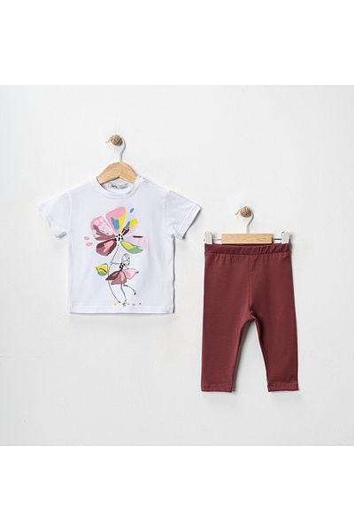 MK Mukko Kids Girls' Floral Fairy Printed Basic Seasonal/Summer Leggings T-Shirt Bottom Top Set