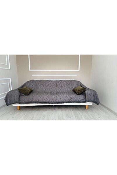 DİLETTO غطاء أريكة من القطن ذو نمط كبير الحجم |   شال أريكة 180×280 سم رمادي