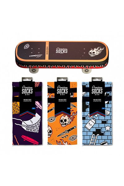 American Socks 3 pairs of Coolmax socks in a skateboard-shaped box