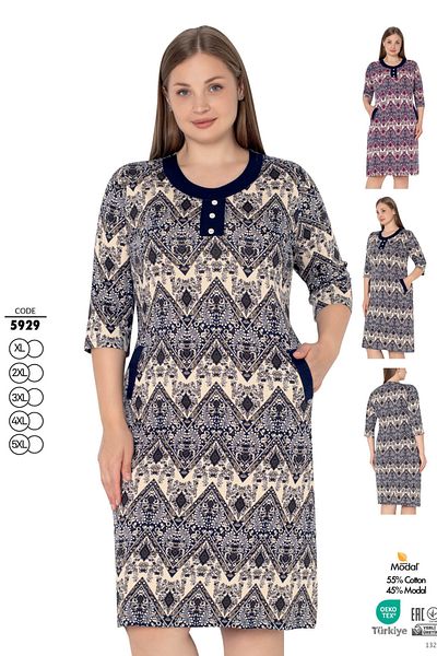 ROMEO LİFE Women's Large Size Cotton Modal Fabric Dress 5929