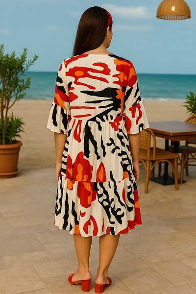 LaraLisa Collection Women's Summer Flounced Multicolor Dress