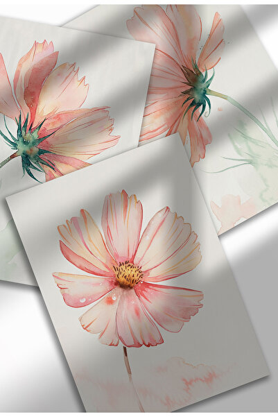 21mxm Set de 3 postere cu flori în acuarelă, artă botanică de perete, imprimeuri digitale pe pânză, model floral minimalist