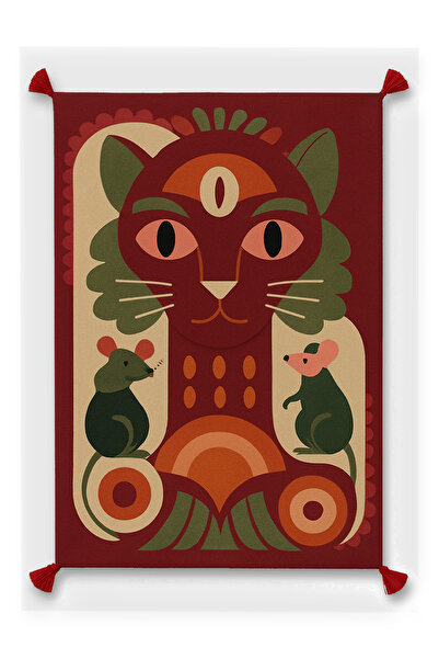 Rugs Modern Halı MOSSO Χαλί με αφηρημένο σχέδιο γάτας και ποντικιού, με λεπτο...