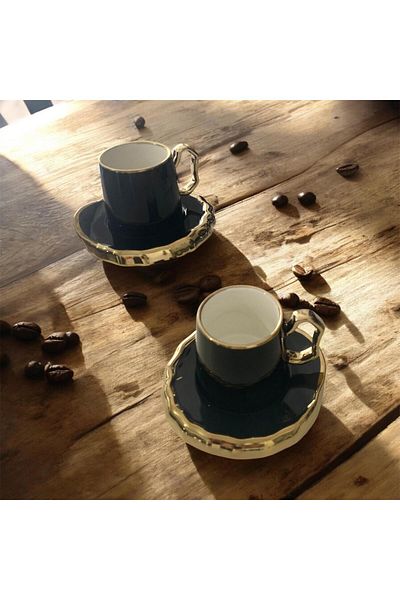 partridge store Gilded Porcelain Coffee Cup Set of 2
