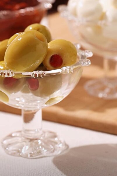 ALBETTO Set of 6 Glass Legged Daisy Motif Coffee Side Turkish Delight Snack Bowl Mini Size 41973