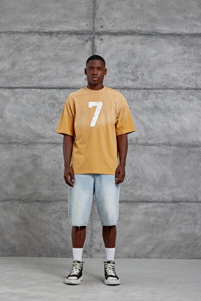 NOMARC Ανδρικό μπλουζάκι μουσταρδί μεγέθους 7 Oversize