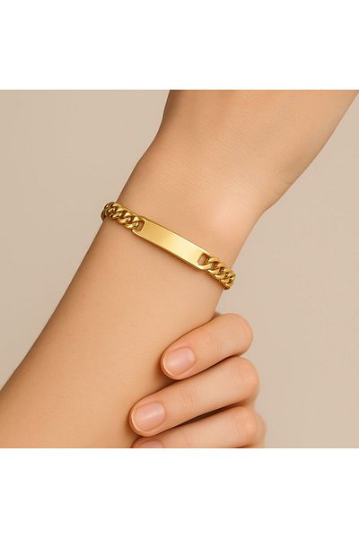BY YASİN TOPÇU Minimal Name Plate Steel Bracelet