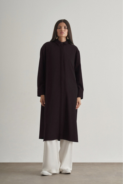 Mizalle Mizallle Çıtçıtlı Uzun Yazlık Siyah Tunik