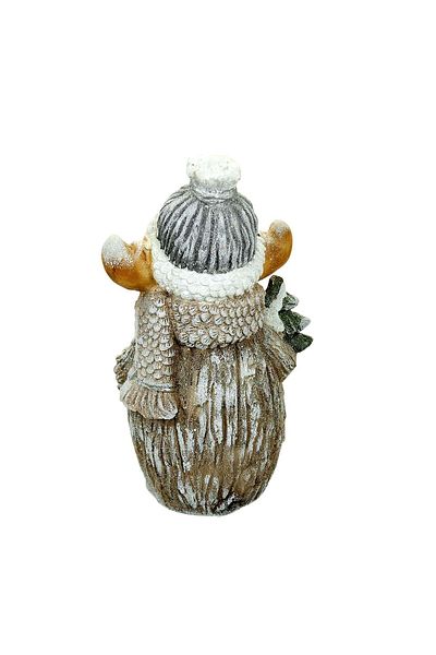Chomik Christmas Decoration, Ceramic, Reindeer With Tree, Led, Grey And White, 3xaaa, 24.5x18x41.5 Cm,