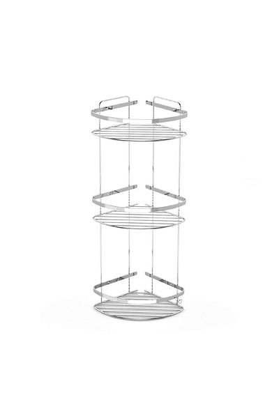 MultiStore Chrome Stainless 3 Tier Corner Shelf Bathroom Shelf Shampoo Holder