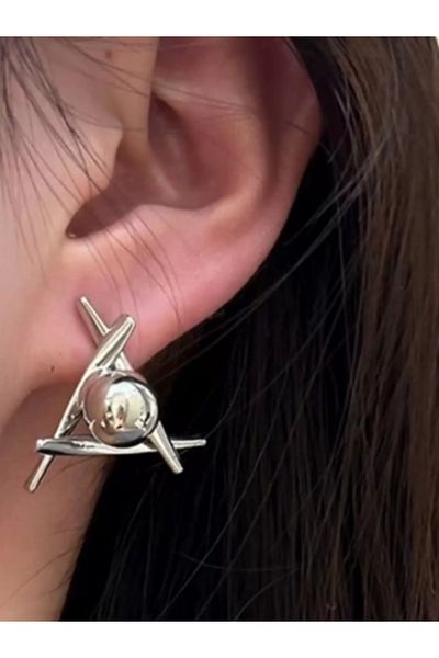 ZUCA Silver Steel Triangle Earrings