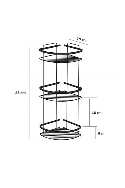 MultiStore Black Stainless 3 Tier Corner Shelf Bathroom Shelf Shampoo Holder