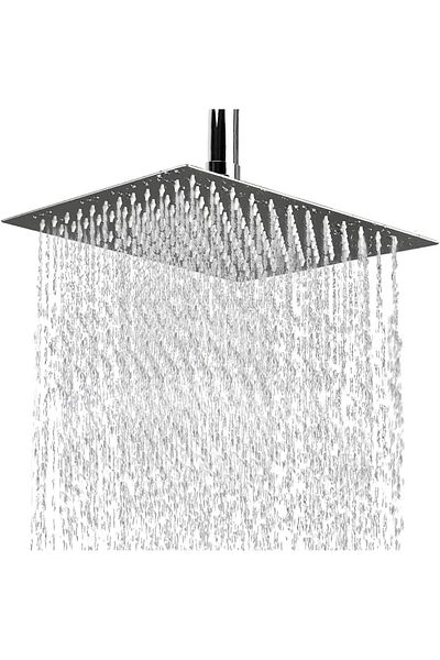 fitto Square Shower Head 25cm, High Pressure Ultra-Thin Stainless Steel Chrome-Plated