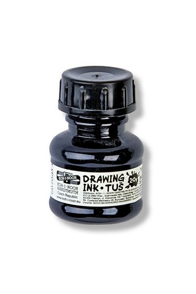OEM Koh‑i‑Noor Black Drawing Ink 20 g, Water‑Resistant, Lightfast