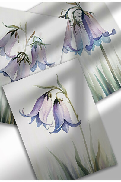 21mxm Set de 3 postere cu flori pastelate, imprimeuri botanice pe pânză în ac...