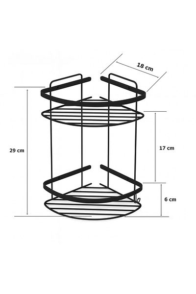 MultiStore Black Stainless 2 Tier Corner Bathroom Shampoo Holder