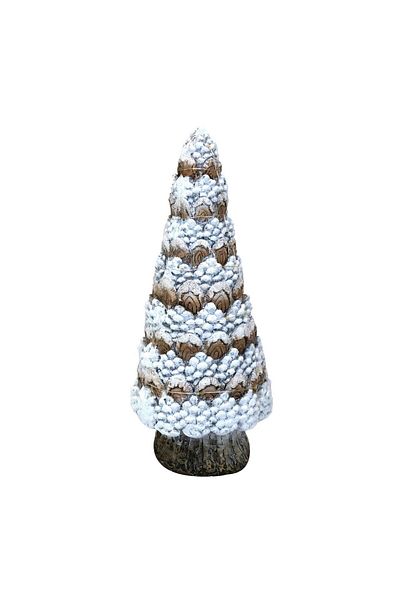 Chomik Christmas Decoration, Ceramic, Fir, White And Brown, Led, 3xaa, 17.5x17.5x42 Cm