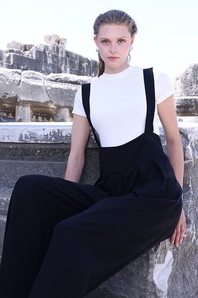 Vitrin Wide Leg Salopet with Elastic Waist