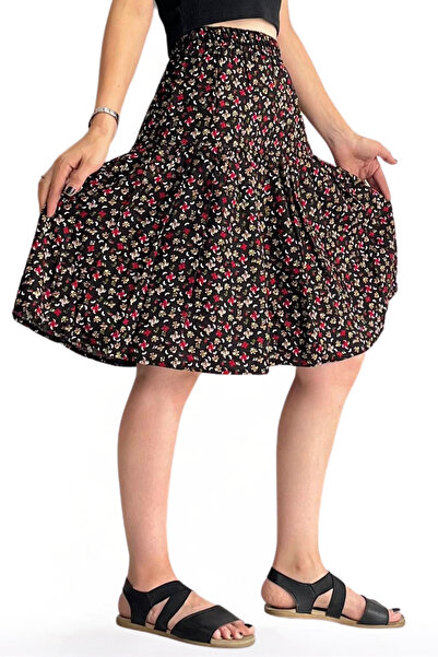 MAKSEN TEKSTİL Țesătură din viscoză, lungime midi, pantaloni scurți pentru fe...