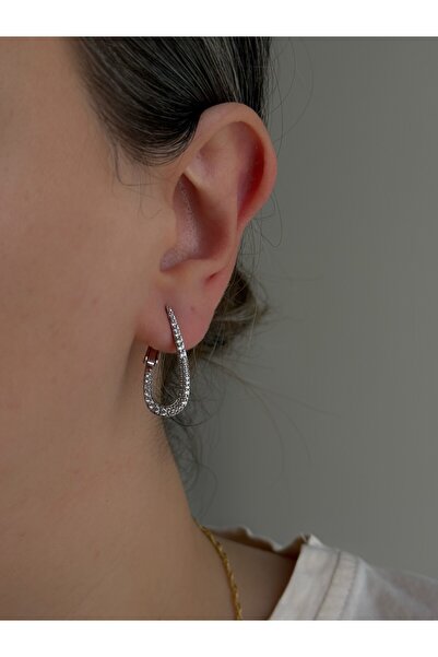 Owentis Steel Silver Full Row Stone Drop Model Carlisle Earrings -No Tarnishing-