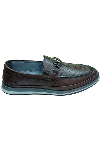 Serhan Ayakkabı Serhan Shoes 2009 Men's Brown (40-44) Leather Buckle Loafer Shoes