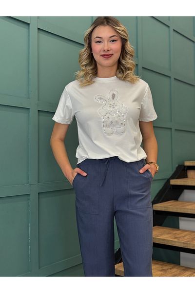 AYHAN Γυναικείο παντελόνι με ελαστική μέση με τσέπες