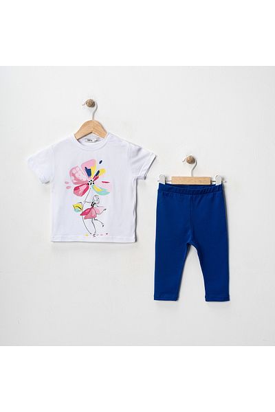 MK Mukko Kids Girls' Floral Fairy Printed Basic Seasonal/Summer Leggings T-Shirt Bottom Top Set