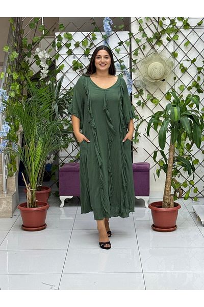 Punta Otantik VL3041 Ruffled Voile Dress Green